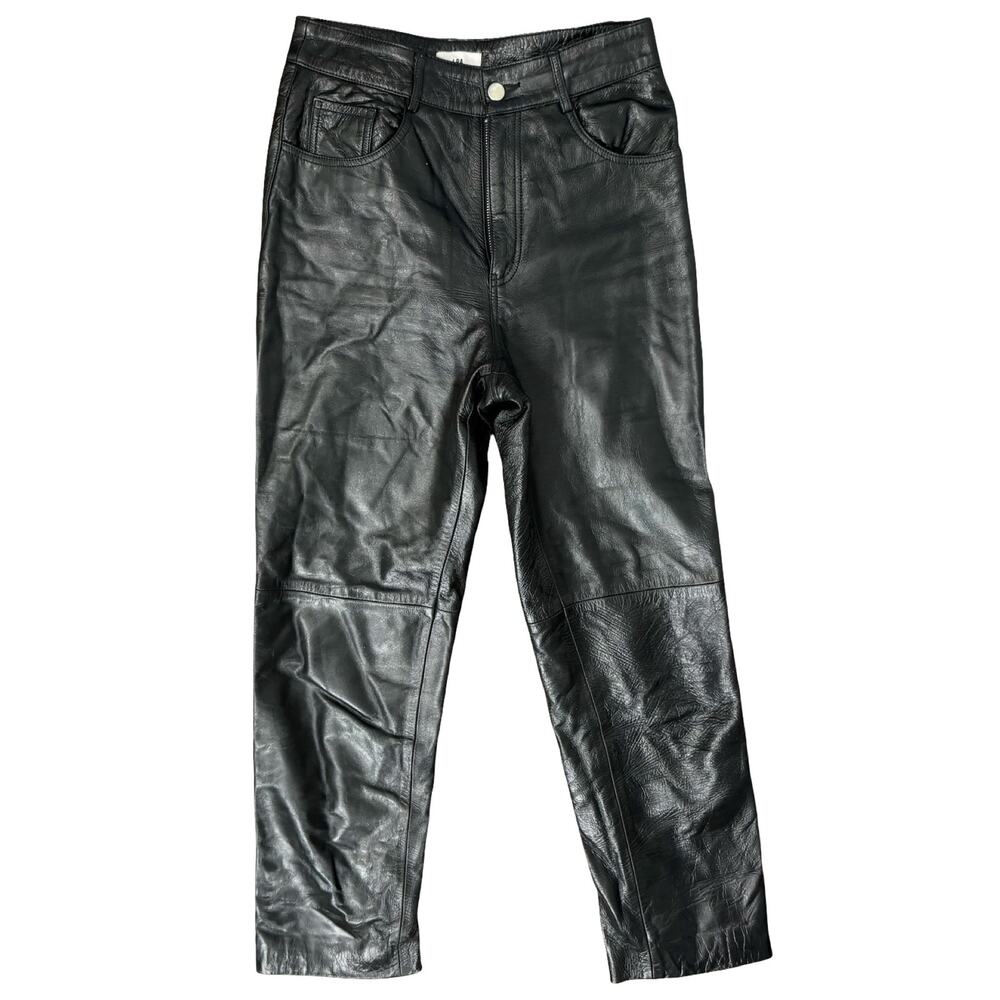 LPA Revolve Black 100% Leather High Rise Lined Slim Tapered Leg Pants Size S